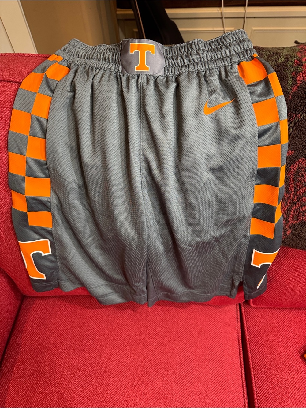 Nike Grey and Orange Tennessee Volunteers Checkered Basketball Shorts